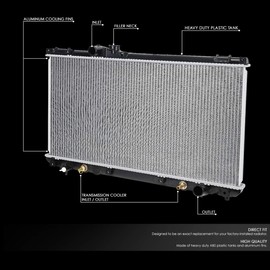 DNA Motoring OEM-RA-2356 OE Style 1-Row Aluminum Core Radiator Compatible with 01-05 IS300 AT, 28-1/4" W X 14-3/4" H X 1-1/16" D, 1-5/16" Inlet, 1-5/16" Outlet
