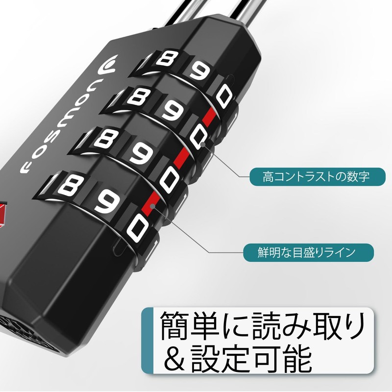 Fosmon (Set of 1) TSA Lock Certified 4 Digit Dial
