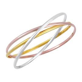 AeraVida Chic Tricolor Triple Tangle Hoop .925 Sterling Silver Bangle Bracelet