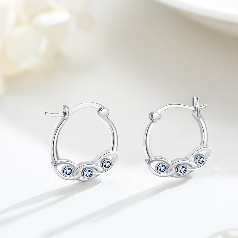 Evil Eye Earrings for Women 925 Sterling Silver Turkish Blue