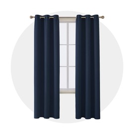 Deconovo Room Darkening Thermal Insulated Blackout Grommet Window Curtain for Bedroom Navy Blue 42x95 Inch 4 Panels