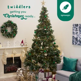 THE TWIDDLERS – 50-Pack Green Christmas Baubles - Various Sizes and Finishes - 6cm, 4cm, 3cm - Matte, Shiny, and Glittery for Tree Decoration