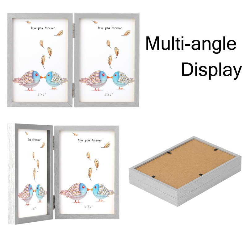 AVEAX Double 5x7 Picture Frame Hinged Folding Photo Frame with