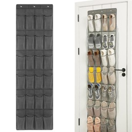 24 Pockets Hanging Shoe Organiser Over the Door Shoe Storage with Hooks for Balconies, Bathrooms, Wardrobes, Doors