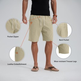 IWOLLENCE Shorts for Men UK with Zip Pockets and Elasticated Waist Summer Lounge Regular Fit Men's Shorts Chinos (Khaki, XL)