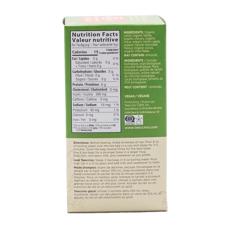 Teeccino Herbal Tea – Maca Chocolaté – Rich & Roasted