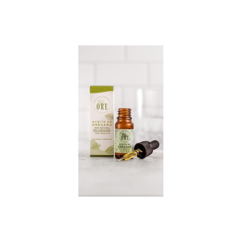 ORE Aceite de Orégano Orgánico, 80% Carvacrol, 100% Natural, Gotas,