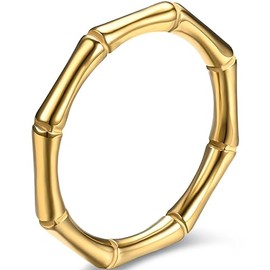 Jude Jewelers 3mm Stainless Steel Classic Plain Bamboo Style Stackable Wedding Band Ring, Metal, Cubic Zirconia