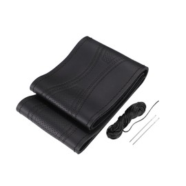 uxcell Hand Sewn Steering Wheel Cover Stitch with Needle and Thread Universal Fit 17.25-18 Inch 43.8-45.8cm Dia for Car Truck Black