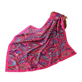 FAIRYGATE Women Silk Satin Head Scarves Large Square Feeling Boho Hair Bandanas Head Scarves for Women 74006