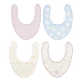 Takihiyo 215820254 Bib, Set of 4, Bibs, Babies, Boys, Girls, Rabbits, Bears, Flowers, Car, flower