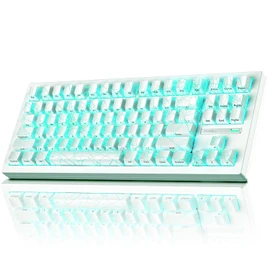 ZORNHER ZH870 Wireless Gaming Mechanical Keyboard,80% White Gaming Keyboard with White Spider Web IMD PC Keycaps,Creamy Sounding Linear Switches,Hot-Swappable,RGB Backlit