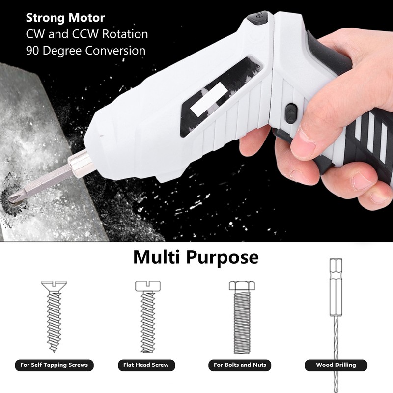 Electric Screwdriver Rechargeable Cordless with 2pcs Bit Tool Set Kit