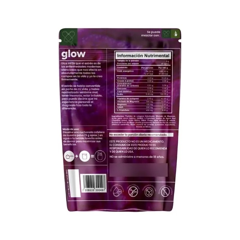 Dose Suplementos Glow Magnesio Colageno 200 Grs Sfn Violeta