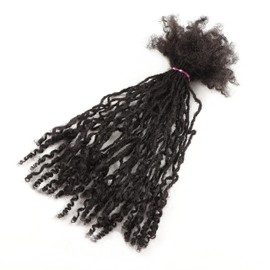 Orientfashion Loc Extensions Human Hair,Afro Kinky Inter Locs With Curly Ends Handmade Permanent Natural Black Human Hair Extensions, Can Be Bleached Curled Twisted, Suitable for Women (12inch 40Strands, Natural black)