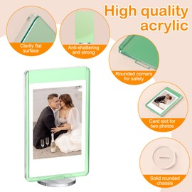 Marspark 15 Pcs 2x3inch Acrylic Photo Frame with Base Acrylic Photo Display Square Mini Picture Frames Double Sided Desktop Display Vertically for Film Mini Picture Ornaments (Colorful)