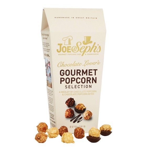 Joe & Seph's Chocolate Lovers Popcorn Selection (1x105g) | gourmet popcorn, air-popped popcorn, chocolate snack, gifts for men and women, sweet popcorn, movie night snacks