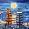 Noel Tatt Artistic Blank Greetings Card - 'Moon Cats' -