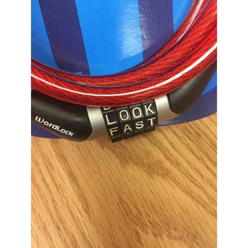 WordLock 4' x .32" Red Flexible Steel Cable Word Combination