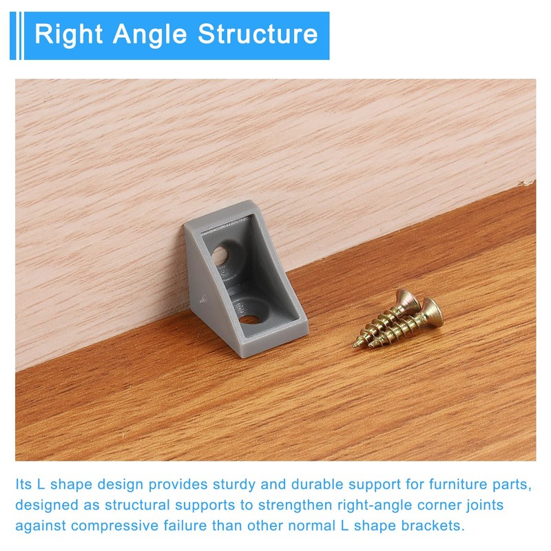 sourcing map 50Pcs 90 Degree Plastic Corner Braces, 20x15x20mm Nylon