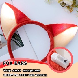 Uranian Light Up Fox Ears Headbands Furry Animal Ears Hairbands LED Cosplay Headwear Festival Costume Headwear for Women