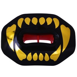 Oral Mart Flag Football Mouth Guard (2025 Golden Fangs) with 3D LipFit Design - No Boil Instant Fit Lip Guard Mouthpiece for Braces - Football Mouthguard (Detachable Helmet Strap Included)