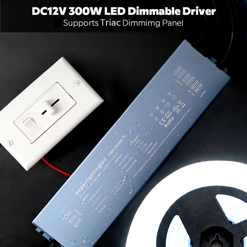 DC12V 300W 0/1-10V TRIAC Waterproof IP67 Power Supply (12V 300W