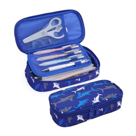 Pencil Case Box Bag School Pen Pouch for Little Girls Boys Toddler Kids Preschool Kindergarten Elementary (Shark)