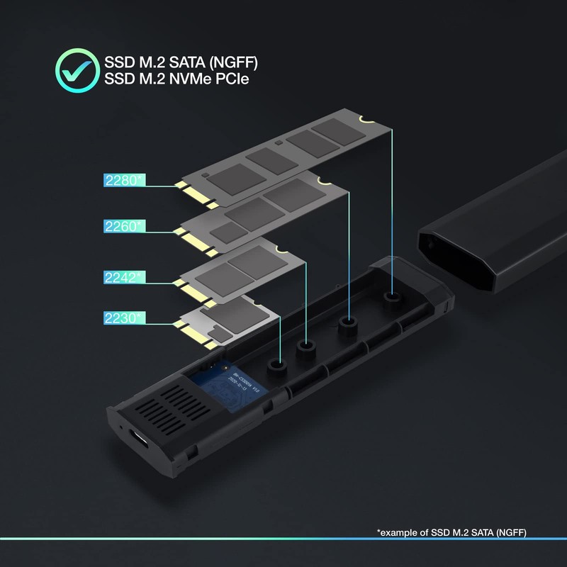 Tooq TQE-2223B Black Aluminum Simple Opening USB 3.1 Gen2 10Gbps