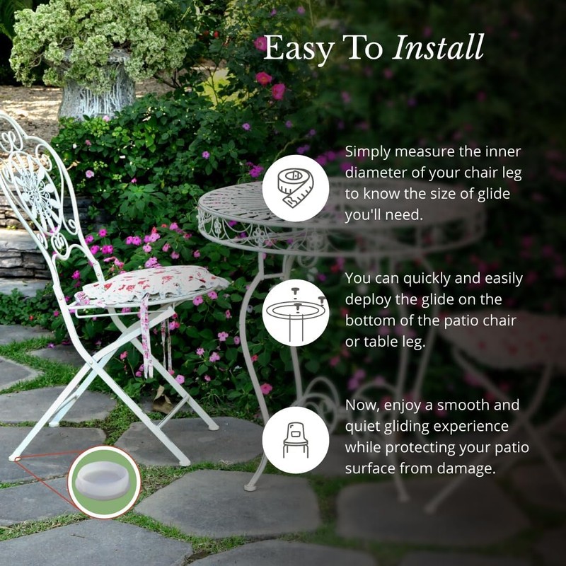 Sunniland Patio 1-1/2" Deluxe Wrought Iron Chair Glides, Protect Your