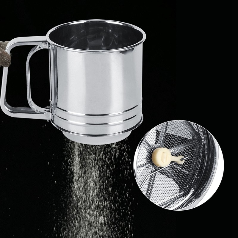Flour Sifter Stainless Steel Handheld Manual Sieve Strainer Kitchen Baking