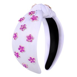 Flower Knotted Headband Cute Flowers Charm Wide Top Knot Hairband Boho Spring Summer Floral Twist Head Band Birthday Holiday Hair Accessories Gift