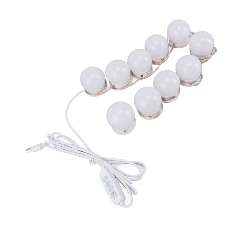LED Vanity Lights with 10 Dimmable Bulbs USB Adjustable Color