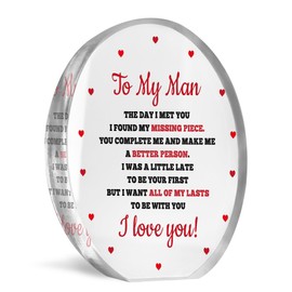 Red Ocean Boyfriend Gifts, Husband Birthday Gifts, Christmas Valentines Gifts for Him MY MAN, Anniversary Birthday Gifts for Boyfriend Husband, Acrylic Plaque Gift From Wife Husband Keepsake