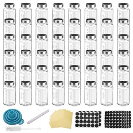 4 OZ Glass Spice Jars with 304 Stainless steel Caps, Glass Jars with Minimalist Farmhouse Spice Labels Stickers, Collapsible Funnel, Seasoning Storage Bottles for Spice Rack, Cabinet, Drawer (36)