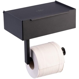 infactory WC Papier Halter: Toilettenpapierhalterung mit Feuchttücherbox, ohne Bohren, zum Kleben (Papierrollenhalter WC, WC-Klo-Rollenhalter)