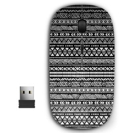 2.4G Ergonomic Portable USB Wireless Mouse for PC, Laptop, Computer, Notebook with Nano Receiver ( Black White Tribal Navajo )