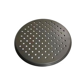 SYXLTSH Pizza Pan with Holes, with Heat Resistant Silicone Mat, Non Stick Carbon Steel Pan for Oven Black (Black, 12 IN & 9IN (Set of 2))