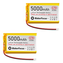 YELUFT 2pcs 3.7V 5000mAh Lithium Polymer Rechargeable Battery with Integrated Protective Board and PH2.0 Plug Compatible with WisBlock Meshtastic, Raspberry Pi UPS (Reversed Polarity)