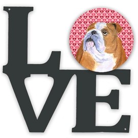 Caroline's Treasures Bulldog English Hearts Valentine's Day Metal Artwork Love Wall-Decor, Multicolor