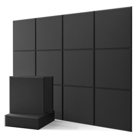 Soundproof Wall Panels, Kuchoow Acoustic Panels, 12 Pack Acoustic Panels High Density, Sound Proof Panels for Walls Home Studio Office 12" X 12" X 0.4" Black