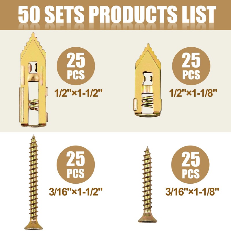 100 PCS Self Drilling Drywall Anchors with Screws – Heavy