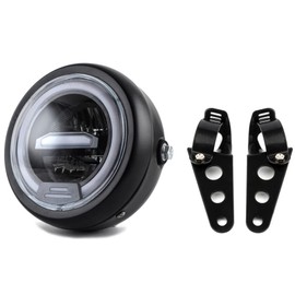 kucehiup 6.5 Inches Round Motorcycle LED Headlight with Brackets Assembly (Yellow Light)