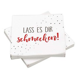20 Napkins 'Lass es dir schmecken!' 33 x 33 cm (Red/Taupe)