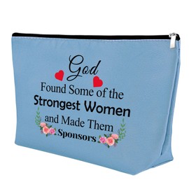 Sponsor Gift for Women Makeup Bag Sponsor Appreciation Gift AA NA Addiction Recovery Gift Cosmetic Bag Confirmation Sponsor Gift Sponsor Thank You Gift Alcoholics Anonymous Gift Sobriety Gift（Blue）