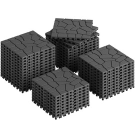 Rovibek 44 PCS Interlocking Deck Tiles, 12" X 12" Plastic Deck Tiles Outdoor Waterproof, All Weather Patio Tiles for Balcony Backyard Poolside Porch, Pavers for Outside Walkway, Stone Gray