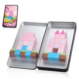 Jollynamy Mini Portable Magnetic Blocks with Iron Storage Box - Travel Magnet Building Block for Toddler 1-3, STEM ConstructionToys for Kids Ages 4-8, Educational Learning Toy Gift for Girls -Castle