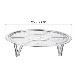 uxcell Stainless Steel Steamer Rack with Stand, 7.9 Inches Pot Steaming Tray for Steamer Cookware Instant Pressure Cooker, Silver Tone