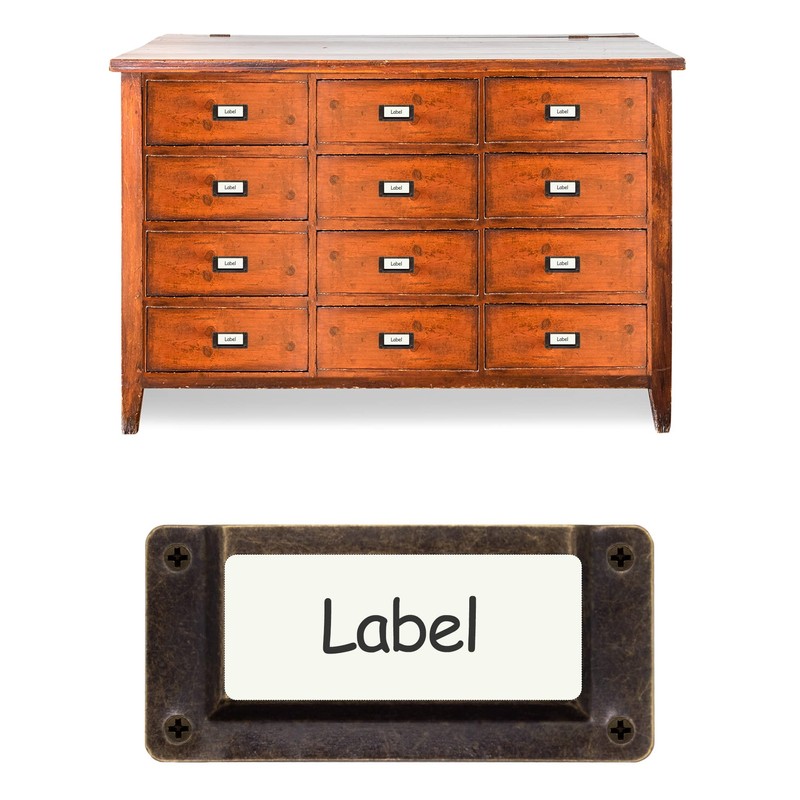 FUXXER® 10 x Apothecary Cabinet Label Window Antique Bronze Design