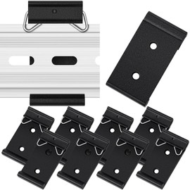 Hicarer 10 Pcs Din Rail Mount Clip 1.08 Inches Width Snap in Din Rail Universal Mounting Brackets Fixed Clamp, Black Aluminum Alloy Relay Clip for 35mm Switches and Injectors